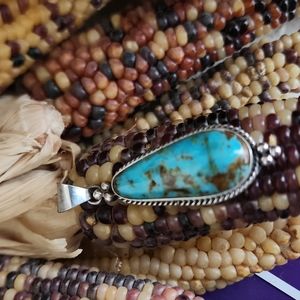 Gorgeous Native American Navajo Turquoise and Sterling Pendant 💙